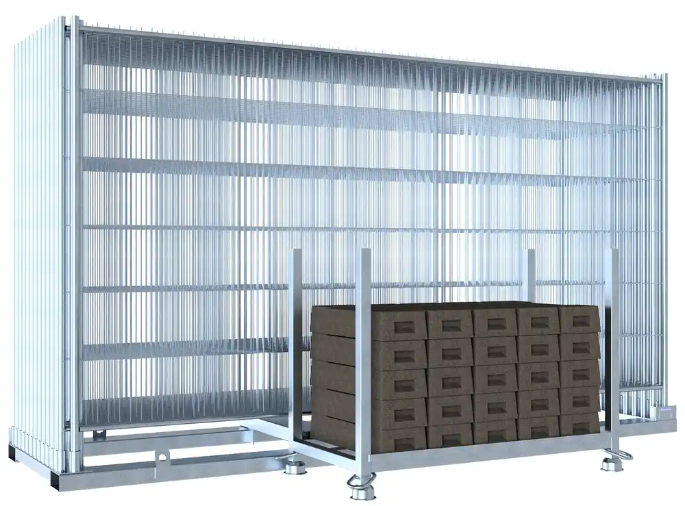 Bauzaunset "Light" mit Transportgestell und Betonfüßen auf Stapelpalette Online Kaufen