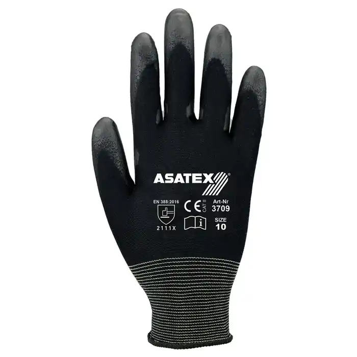 Mega-Angebot Handschuhe Gr.7 schwarz PA m.Soft-Polyurethan ASATEX VE: 12 Paare