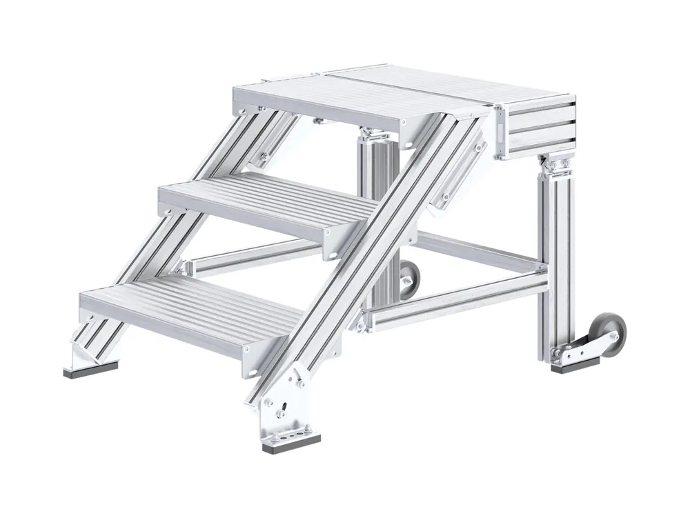HYMER Treppenpodest, Stufenbreite 800 mm, 4 Stufen, Standhöhe 0,80 m Saisonangebot