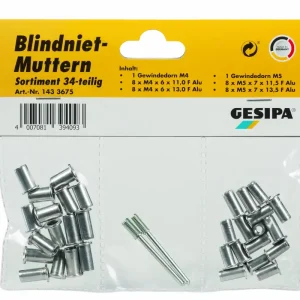 GESIPA Blindnietmuttern-Sortiment (34-teilig) Mega-Angebot