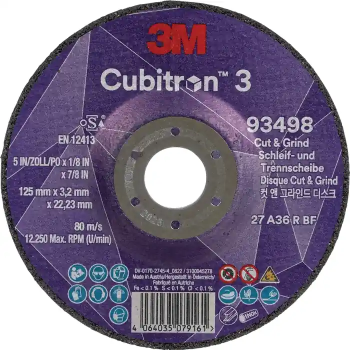 Schruppscheibe Cubitron™ 3 Cut and Grind D125xS3,2mmKörnung 36+ gekr.Cubitron™ 6 VE: 10 Stück Markenware