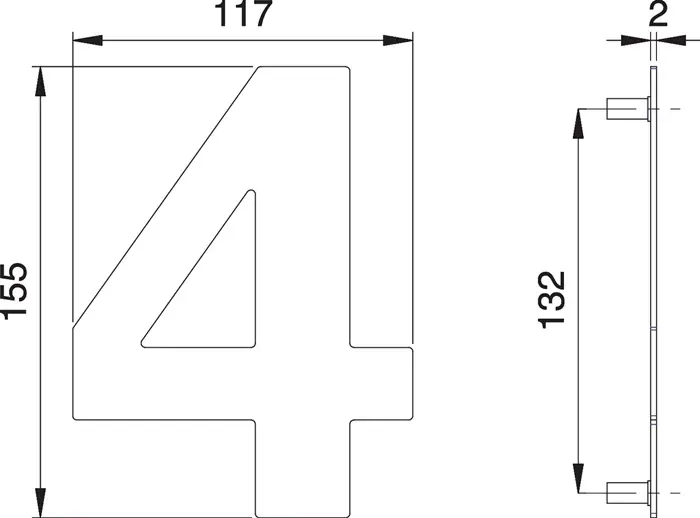 Hausnummer Ziffer 4 VA ma 155mm B.117mm EDI Super-Preis