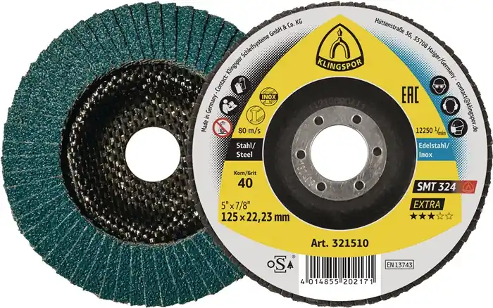 Neuheit Fächerscheibe SMT 324 Extra D.125mm K.40 fl.INOX ZK VE: 10 Stück