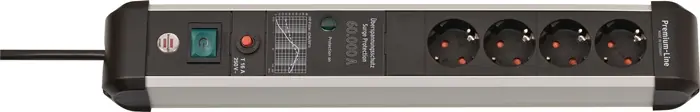 Steckdosenleiste Premium-Protect-Line 16 A 230 V schwarz/silber Steckd.4 Kracherpreis