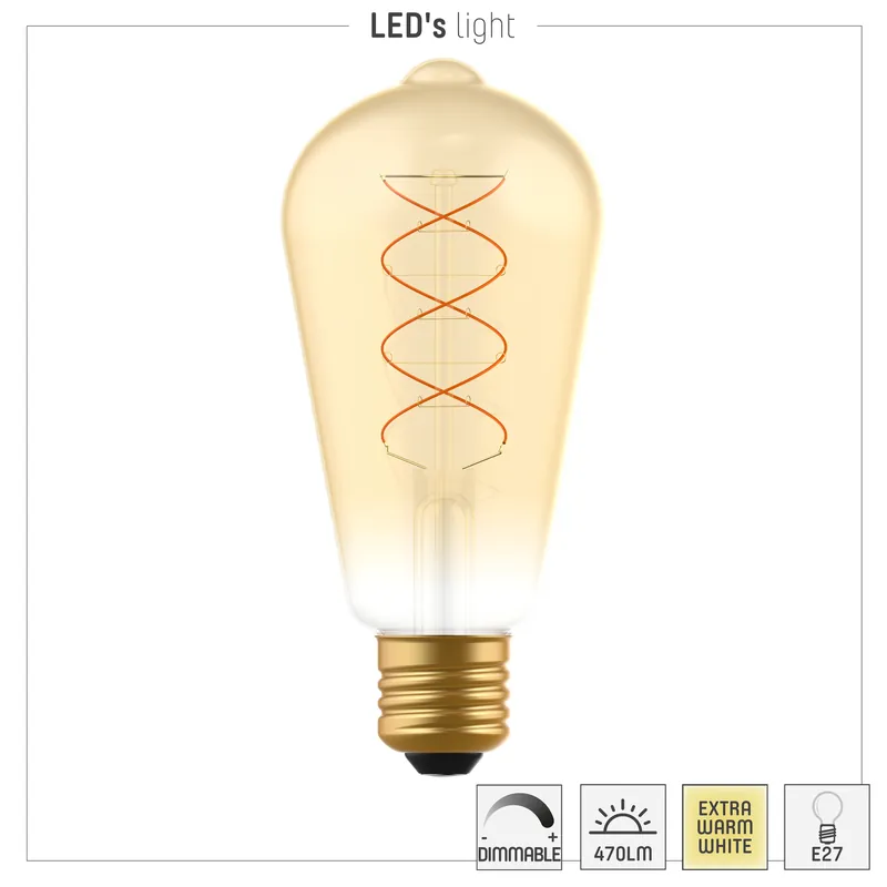Led Filament Leuchtmittel - Klassisch ST64 E27 4W 250lm 1800K Gold 330° - dimmbar Sofort Bestellen