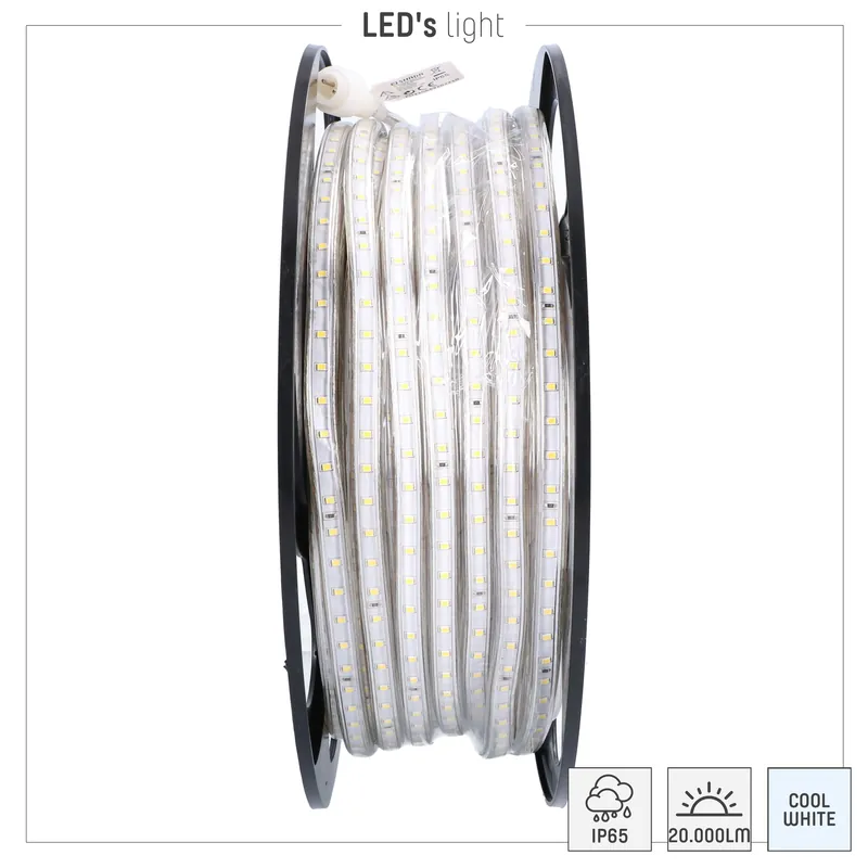 Letzte Chance LED-Lichtschlauch - 25m - 188W 20000lm 5000K 4500—5500K IP65 - Schutzklasse II