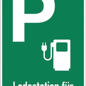 Parkplatzbeschilderung Ladestation f.Elektrofahrzeuge L400xB250mm Alu.grün/weiß Bestseller
