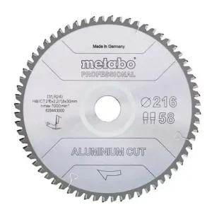 Kreissägeblatt aluminium cut professional D216x2,2/1,8xB30mm Z.58 FZ/TZ 5Gr. neg Geprüft