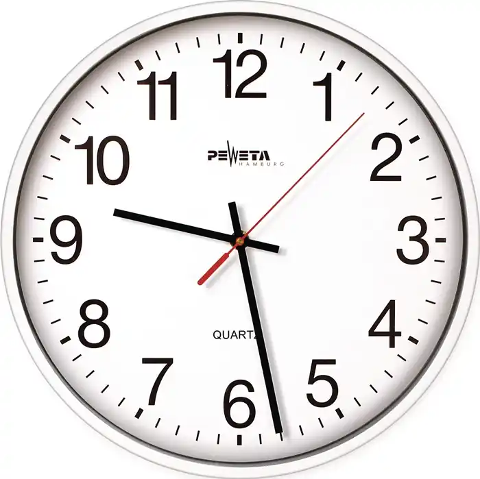 Wanduhr Quarzuhr Ku.weiß D.250mm 1,5V arabische Zahlen PEWETA Neue Kollektion