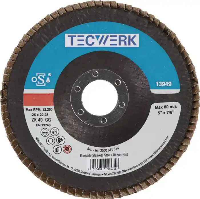 Jetzt Bestellen Fächerscheibe D.125mm K.120 fl.INOX ZK TECWERK VE: 10 Stück