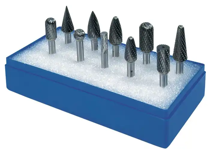Sonderangebot Frässtiftesatz Schaft-D.6mm 10-tlg.HM Kreuz Ku.-Kass.TECWERK