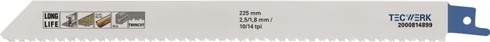 Markenprodukt Säbelsägeblatt L.225mm B.19mm TPI 10/14 5 St./Karte TW