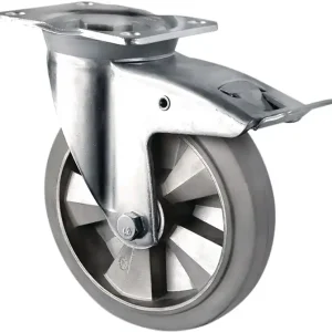 Preisknaller Schwerlastlenkrolle D.160mm Trgf.400kg Festst.Elastikgummi Bau-H.202mm TECWERK