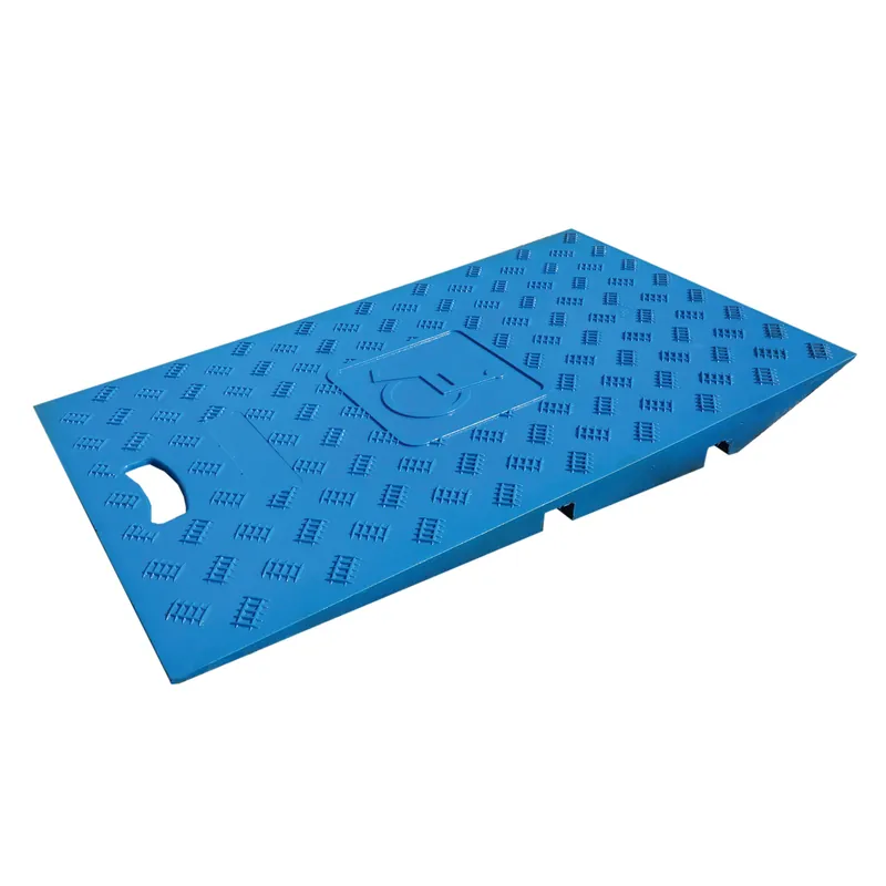 Rollstuhlrampen-Set, für 3-Kanal-Kabelbrücke, aus Recycling-Gummi, blau, 744 x 880 x 75 mm Finale Aktion