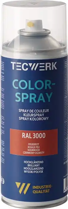 Colorspray feuerrot hochglänzend RAL 3000 400ml Spraydose TECWERK VE: 6 Stück Garantierte Lieferung