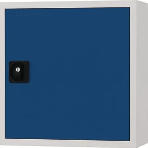 Ausverkauf Hängeschrank H600xB600xT200mm Vollblechtür lichtgrau/signalblau