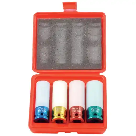 ELMAG Schlagnussen-Satz 1/2", lange Version - SW 17,19,21,22 mm, Anti-Kratz beschichtet Sofort Bestellen