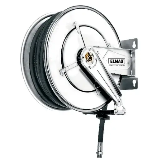 ELMAG INDUSTRIE Schlauchaufroller Edelstahl "562/12"-für Druckluft u. Wasser 70°C, 35 m, 3/4", 20bar Knallerangebot