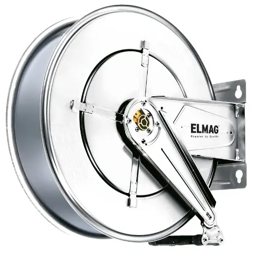 ELMAG INDUSTRIE Schlauchaufroller Edelstahl "562/16" - ohne Schlauch - für Druckluft u. Wasser 70°C Letzte Chance