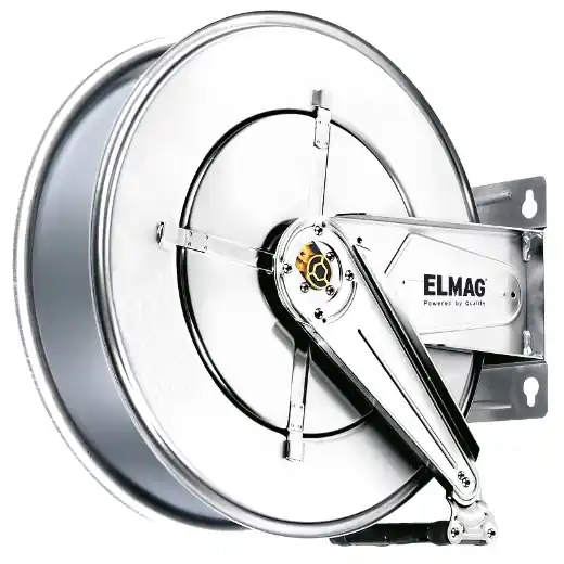 Abverkauf ELMAG INDUSTRIE Schlauchaufroller Edelstahl "434/20" - ohne Schlauch - für Wasser 130°C, 100bar