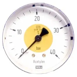 Schnäppchen ELMAG Flaschendruckmanometer (Azetylen) - Ø 63mm für Druckregler zu Stahlflasche