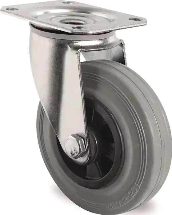 Lenkrolle D.200mm Trgf.205kg m.Platte PP Rollenlager VG grau TECWERK Expressversand