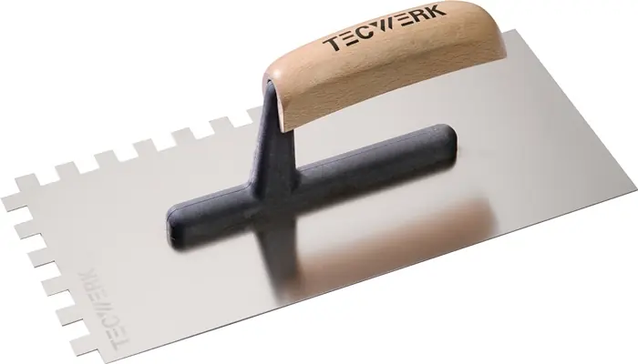 Top-Angebot Glättekelle L.280mm B.130mm Zahn 10x10 rostfr.H-Heft VA S.0,7mm TECWERK