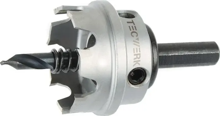 Billig Lochsäge D.47 (PG36)mm Schnitt-T.4mm HM-bestückt m.Bohrer u.Feder TECWERK