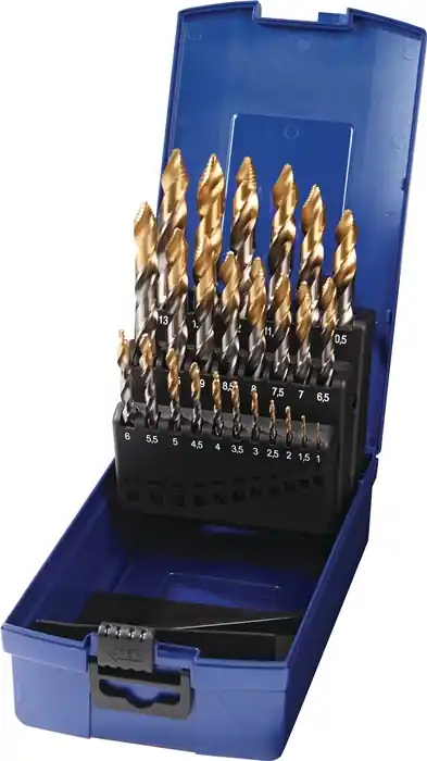 Letzte Chance Spiralbohrersatz DIN 338 TypN D.1-13x0,5mm HSS TiN-kopfb.