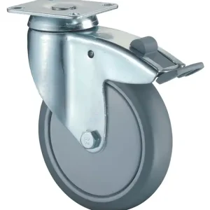 Knallerangebot Lenkrolle m.Festst.D.80mm Trgf.80kg m.Platte Kugell.Gum.grau BS ROLLEN