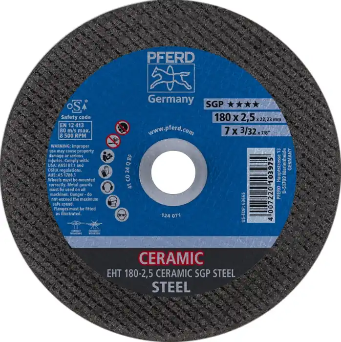 Sichere Zahlung Trennscheibe EHT 180-2,5 CERAMIC SGP STEEL D.180mm B.2,5mm Bohrung 22,23mm VE: 25 Stück