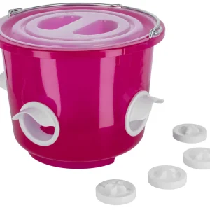 Bestseller Kerbl Futtereimer 12 Liter für Geflügel rosa transparent, mit 4 Futteröffnungen