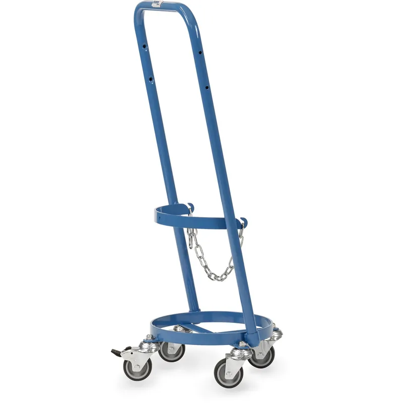 fetra Stahlflaschenroller pulverbeschichtet blau RAL 5007 TPE-Bereifung für 1 Gasflasche 11 kg Inhalt - Ø 300 mm Begrenztes Angebot