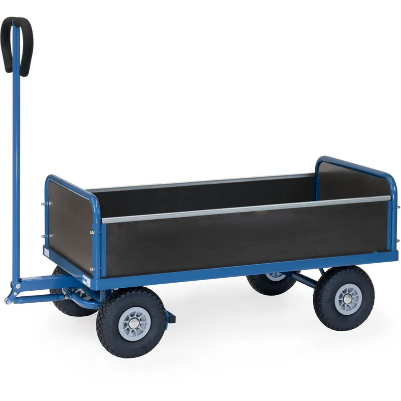 fetra Handwagen - 2-Achser pulverbeschichtet brillantblau RAL 5007 mit 2 Stirn und 2 Einstecklängswänden PU-Bereifung Angebot