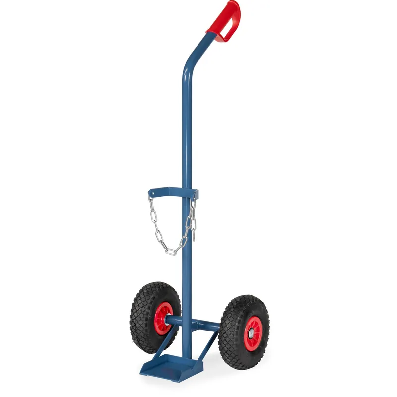 fetra Stahlflaschenkarre pulverbeschichtet blau RAL 5007 für 1 Stahlflasche 10 Liter Inhalt Ø 140 mm Top-Seller
