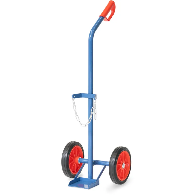 fetra Stahlflaschenkarre pulverbeschichtet blau RAL 5007 für 1 Stahlflasche 10 Liter Inhalt Ø 140 mm Schnäppchen