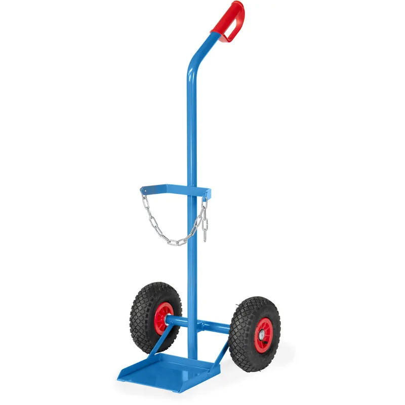 Markenprodukt fetra Stahlflaschenkarre pulverbeschichtet blau RAL 5007 für 1 Stahlflasche 20, 40 oder 50 Liter Inhalt - Ø 204-229 mm