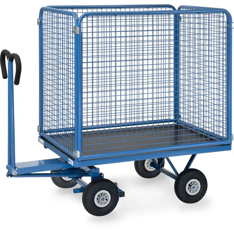 Sichere Zahlung fetra Handpritschenwagen pulverbesichtet blau RAL-5007 mit Drahtgitterwänden 1000 mm hoch