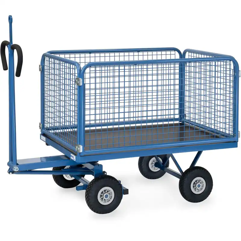 Top-Preis fetra Handpritschenwagen pulverbeschichtet RAL 5007 Wände 600 mm mit Zugöse