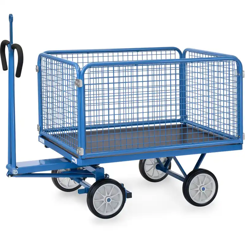 Neue Kollektion fetra Handpritschenwagen pulverbeschichtet RAL 5007 Wände 600 mm mit Zugöse
