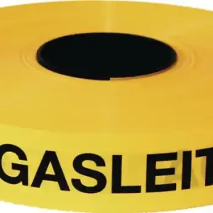 Trassenwarnband Achtung Gasleitung B.40mm L.250m gelb KELMAPLAST Neu