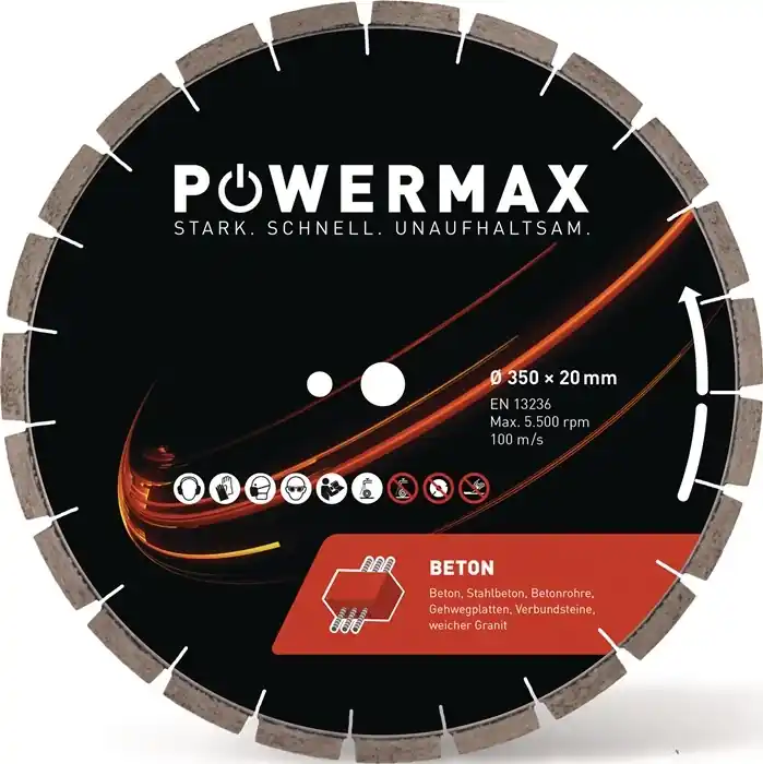 Preis Gesenkt Diamanttrennscheibe PowerMax Beton D.400mm Bohr.20mm Seg.-B.3,4mm