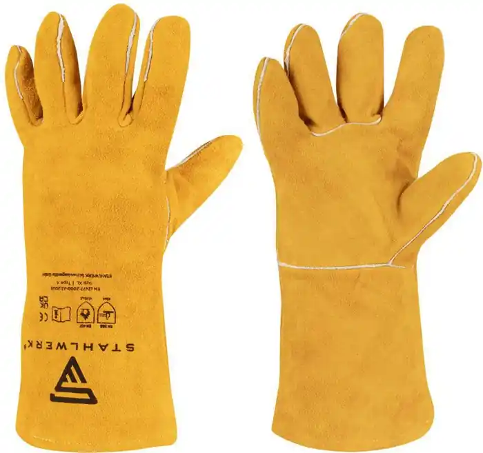 Schweißerhandschuhe Gr.Einheitsgröße Gelb/Orange PSA II STAHLWERK Preisreduziert