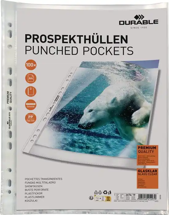 Mega-Angebot Prospekthülle PREMIUM B240xH22mm glasklar f.Format A4 DURABLE