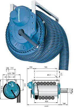 Solange Der Vorrat Reicht Abgas-Schlauchaufroller 865 - mit elektr. Motorantr. - Aschluss DN 160 mm - mit EPDM beschichtetem NR-CP Absaugschlauch