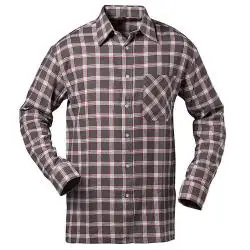 Flanellhemd - Gr. M - grau/weiß/rot kariert - 100% BW - "NASHVILLE" - Länge - ca. 85 cm Markenware