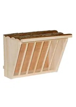 Bestseller Heuraufe XL Nature - mit Sitzbrett - Holz - Länge 28 cm - Breite 20,5 cm - Höhe 22 cm