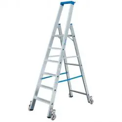 Stufen-Stehleiter "Stabilo" - Krause - fahrbar - 0,70 m bis 2,80 m Standhöhe Knallerangebot