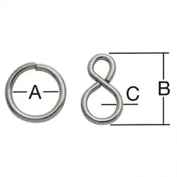 S-Haken+Ring - Stahl - 5 Karten mit je 2 Haken + 1 Ring Saisonangebot