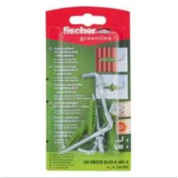 Universaldübel UX GREEN 6x35 R WH K - mit Winkelhaken - Bohrernenn-Ø 6 mm - Dübellänge 35 mm - SB-Karte - VE 5 Stück - Preis per VE Expressversand